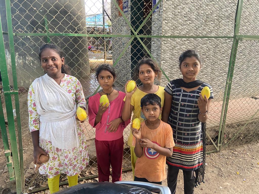 Mango distributed to the slum children of Koperkhairane and Ghansoli on 10 June 2023