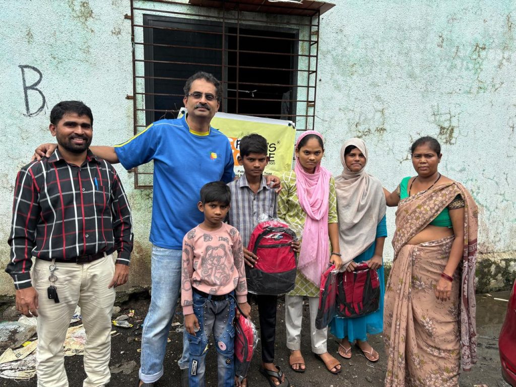Bag Distribution on 26th  July 2024 for slum children of Shilphata - Dahisar