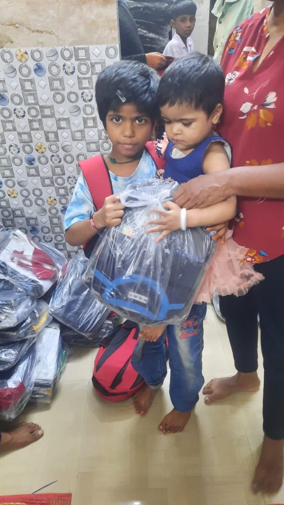 Bag Distribution on 28th  July 2024 for slum children of Koperkhairane - Kopari