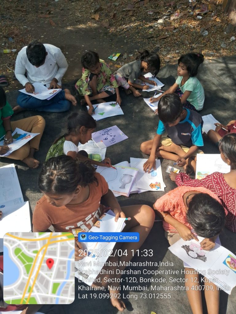 Daily Teaching sessions conducted for the Slum children of Koperkhairane...