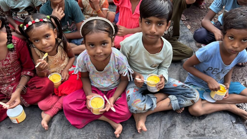 Distribution of Ice Cream from Ribbon and Balloon for slum children of Koperkhairane conducted on 09 Aug 2026